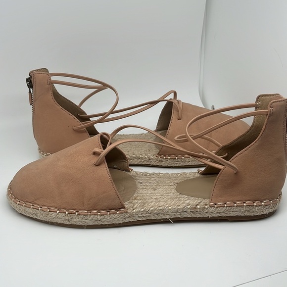 Eileen‎ Fisher Espadrille Leather Lace up Braided Flat Sandal Tan Shoes Size 9 - Picture 8 of 11